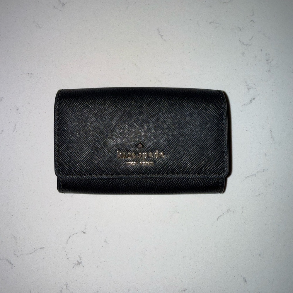 kate spade Black Saffiano Leather Trifold Wallet